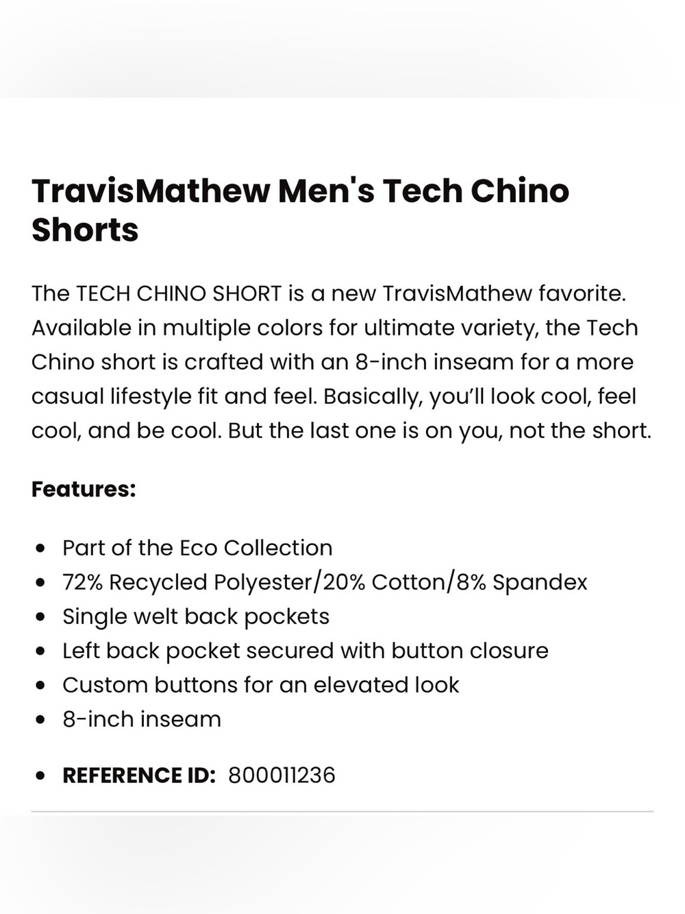 Travis Mathew Men’s Tech Chino 8” golf shorts - Picture 4 of 4